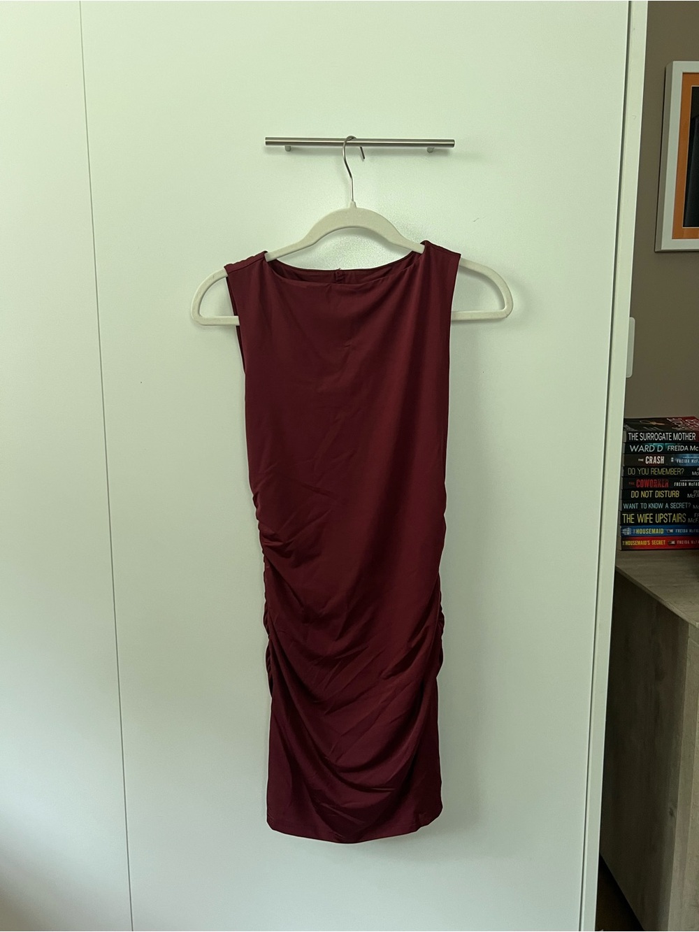 Target Sleeveless Ruched Wine Midi Dress